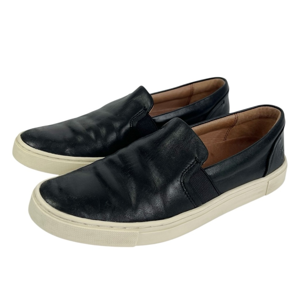 Frye Women's Ivy Black Leather Slip On Sneakers Casual Shoes Size 6.5‎
